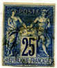 Mi.N°31b Blau + Y&T N° 35 Bleu Kolonien /Colonies Generales 1877/79 Type Sage Type II  25 Cent. Blau Gestempelt/ Oblitér - Sage