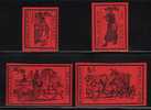 GB STRIKE MAIL (BANNOCKBURN DELIVERY) SET OF 4 COLOUR ESSAYS BLACK ON RED IMPERF NHM Carriages Horses Stagecoaches - Cinderella