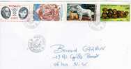 MONACO LETTRE AFFRANCHISSEMENT CHIEN TECKELS ET CHIENS DES PYRENEES / COLETTE / MAUROIS / GULLIVER - Postmarks