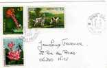 MONACO LETTRE AFFRANCHISSEMENT CHIEN SETTER ET POINTER / FLEURS / ROSE - Storia Postale