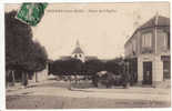 Carte Postale Aulnay Sous Bois Place De L'Eglise 1906 Vélo Tabac Cachet Ambulant ......VALOIS à PARIS - Aulnay Sous Bois