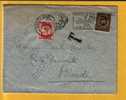341 Op Brief Met Stempel BRUXELLES, Naar "POSTE RESTANTE OSTENDE", TX35 Aangetbracht Voor Poste Restante - 1931-1934 Képi