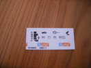 Ticket De Transport (métro, Bus, Train, Tramway) Stif PARIS(75) "standard" Type 1 - Europa