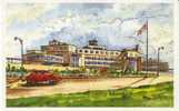 Sea-Tac Airport Lewy Artist Signed 1950s Vintage Postcard, Seattle Airport Terminal Building - Andere & Zonder Classificatie