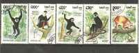 LaoMi.Nr.1337-41/ Laos,  1992, Affenarten, Gestempelt (monkey, Mono) O - Laos