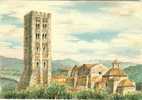 66 - PRADES - L'abbaye De Saint Michel De Cuxa Par L'illustrateur BARRE DAYEZ - Détail Au Dos - Prades