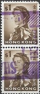 HONG KONG 1962 Queen Elizabeth II  - $1 Sepia FU PAIR - Hojas Bloque