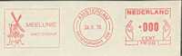 NEDERLAND:1974:Red Postal Metermark On Fragment*SPECIMEN*: MOLEN,MOULIN,MILL,LANDBOUW,AGRICULTURE,FARINE,MEAL,MEELUNIE, - Molens