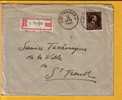 645 Op Aangetekende Brief Met Cirkelstempel ST-TRUIDEN - 1936-1957 Offener Kragen