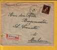 695 Op Aangetekende Brief Met Stempel  MERKSEM (VK) - 1936-1957 Collo Aperto