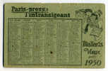 Calendrier Paris Presse L'Intransigeant 1950 - Small : 1941-60