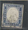 Italian States, Sardinia-1861 20c Blue Used Stamp And Signed - Sardinië