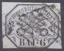 Italy Papal State Kirchenstaat 1852 Mi. 7c  6 Baj Päpstliches Wappen Papal Coat Of Arms €150,- - Papal States