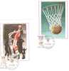 33309)n°2 Cartoline Illustratorie XXI° Camp. Europeo Pallacanestro Maschile Con 120£ E 80£ + Annullo - Nuova - Basketball