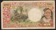 TAHITI  P26  1000 FRANCS  1969 Signature 1  VG-FINE   * VERY RARE * - Papeete (Polinesia Francese 1914-1985)