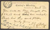 United States Private Postal Stationery Ganzsache US Postal Card Cooley´s Weekly NORWICH Conn. 1880 To Brooklyn Arrival - ...-1900