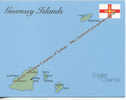 Map Postcard Of Guernsey - Carte Geographique De L´ile De Guernsey - Guernsey