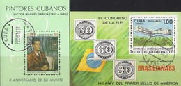 Gemälde Selbstporträt Manuel 1979 Kuba Blocks 60+78 O 7€ Expo BRASILIANA 1983 Hojita Art Blocs Painting Sheets Cuba - Used Stamps