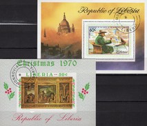 Sir Churchill 1975 Liberia Blocks 53+74 O 5€ Malerei Weihnachten 1970 Hb Ss Art Blocs Christmas Sheets Ms Bf Africa - Sir Winston Churchill