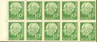 Germany 708a Mint Never Hinged Booklet Pane Of 10 From 1954-60 - Altri & Non Classificati