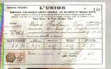 Reçu Assurance L'Union Guingamp 22 - De Mme Vve Pastol Tréglamus - 29?-10-1933 Tp Fiscal 25c - Bank & Insurance