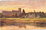 Pretty Water Colour Aquarelle Christchurch Priory And The River Avon, Bournemouth Hildesheimer Bournemouth 5892 - Bournemouth (avant 1972)