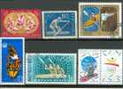 6  Timbres CANOE (lot N°07): Roumanie - Bulgarie - Sharjah - Hongrie - Andorre- JO - Canoe