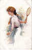 Artist Signed. Usabal. Tennis Lady.old Postcard. - Usabal