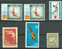 6  Timbres PLONGEON (lot N°05):  Fujeira - Afghanistan - Bulgarie - Hongrie -  Equateur -  Jeux Olympiques - High Diving