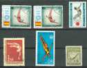 6  Timbres PLONGEON (lot N°05):  Fujeira - Afghanistan - Bulgarie - Hongrie -  Equateur -  Jeux Olympiques - Salto De Trampolin