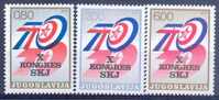 YU 1974-1562-4 10°KONGRES KPJ, YUGOSLAVIA, 3v, MNH - Neufs