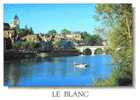 CPSM. LE BLANC. VUE SUR LA VILLE HAUTE ET PONT SUR LA CREUSE. DATEE 1999. FLAME. - Le Blanc