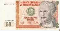 BILLETE DE PERU DE 50 INTIS  (BANKNOTE) SIN CIRCULAR - Peru