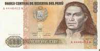 BILLETE DE PERU DE 500 INTIS  (BANKNOTE) SIN CIRCULAR - Pérou