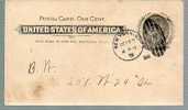 EP Entier Postal Postal Card One Cent Amérique Etats Unis USA CAD New York 22 OCT -1900 - Andere & Zonder Classificatie