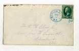 - ETATS UNIS 1847/99 . AFFRANCHISSEMENT SIMPLE SUR ENVELOPPE .CACHET BLEU . - Lettres & Documents