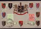 Carte Maximum BELGIQUE  N°Yvert 418A -419 (Lion Héraldique), Carte Couleur Obl Anvers 10.1.38  RRR - 1934-1951