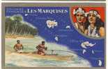 Carte Ancienne Illustrée Les Colonies Françaises - Les Marquises - Publicité Lion Noir - Polynésie Française