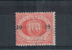 SAN MARINO 1892 CIFRA O STEMMI  SOP.TI 10 CENTESIMI SU 20 C. * USATO PERFETTO - Autres & Non Classés