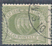 SAN MARINO 1892-94 CIFRA O STEMMI  SOP.TI 45 CENTESIMI USATO - Autres & Non Classés