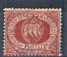 SAN MARINO 1892-94 CIFRA O STEMMI  SOP.TI 65 CENTESIMI USATO - Autres & Non Classés