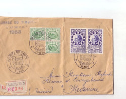 JOLIE LETTRE AYANT VOYAGE EN RECOMMANDE (JOURNEE DU TIMBRE 1953)   TUNISIE - Briefe U. Dokumente