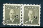 1951 2 Cent King George VI Horizontal Pair, G Overprint #O28 - Overprinted