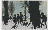 SILHOUETTE, CHILDREN Play In Snow, Sled, Dog, Sign. R. Winkler, Near EX Cond. PC Not Mailed - Silueta