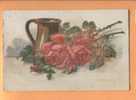 H177 Bouquet De Roses Et Vase, Nature Morte, Contours Des Fleurs Saupoudrés De Diamantine.Cachet Berne 1920 Vers Epesses - Altri & Non Classificati