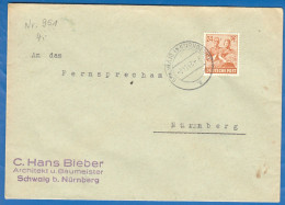 Deutschland; Alliierte Besetzung MiNr. 951; 1947; Schweig Nach Fernsprechamt Nürnberg - Cartas & Documentos