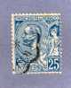 MONACO TIMBRE N° 25 OBLITERE PRINCE ALBERT 1ER 25C BLEU - Gebraucht