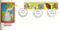 AUSTRALIA FDC WILDLIFE ANIMAL PARROT BIRD 5 SE-TENANT STAMPS DATED 06-08-1987 CTO SG? READ DESCRIPTION !! - Covers & Documents