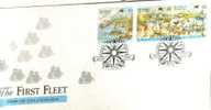 AUSTRALIA  FDC FIRST FLEET SE-TENANT 2 STAMPS & $1 SHIP CAPE TOWN  DATED 08-10-1987 CTO SG? READ DESCRIPTION !! - Covers & Documents