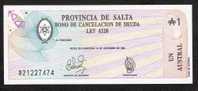 ARGENTINA ARGENTINE  X  10 PIECES  Salta Province PS261e  1 AUSTRAL  1987 UNC. - Argentina